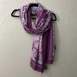 Beautiful Purple Print scarf with tassels